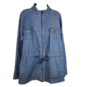 Studio by Denim & Co. Womens Stretch Zip Front Anorak Jacket Blue Large A292967